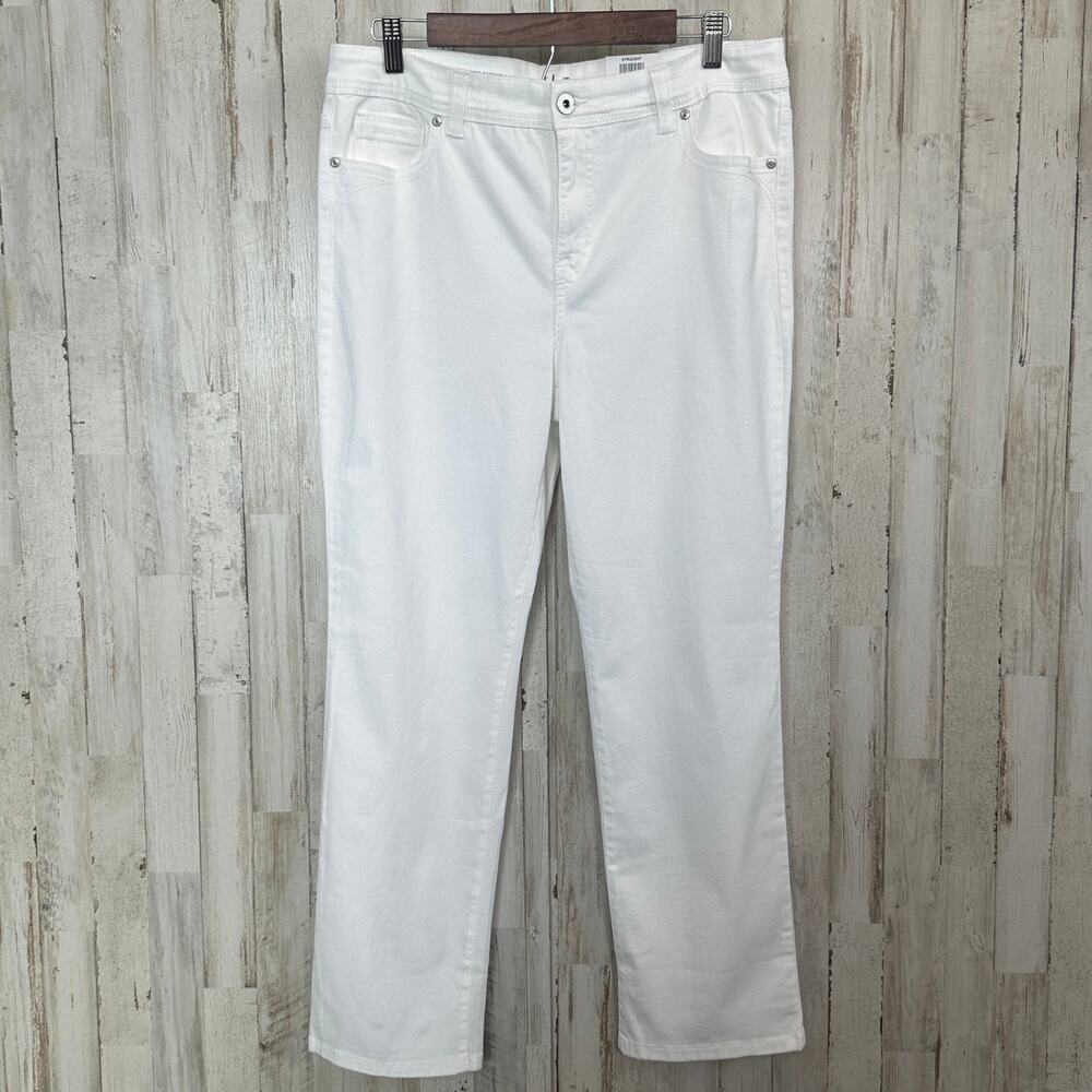 NWT Style Co Straight Leg Jeans Sz 14 Petite Bright White Coastal Boho Stretchy